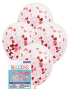 Red Heart Confetti 30cm Latex Balloons 5pk