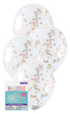 Pink, Blue & Gold Star Confetti 30cm Latex Balloons 5pk