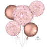 Happy Birthday Blush Pink & Rose Gold Foil Balloons Bouquet