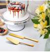 2pcs Gold Stainless Steel Wedding Cake Knife and Server Set