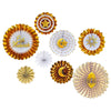 8pcs EID Gold Paper Fans Wall Decoration