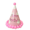 Happy Birthday Girl's Pink Pom Pom Hat