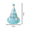 Happy Birthday Light Blue Pom Pom Hat
