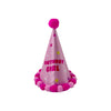 Happy Birthday Girl's Pink Pom Pom Hat