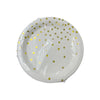 White and Gold Confetti Small Paper Plates 12pk