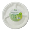 50pk Round Eco-Friendly 3 Compartment  White Sugar Cane Plates