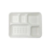 25pk Rectangle Eco-Friendly 5 Compartment  White Sugar Cane Tray / Plates