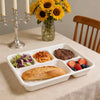 25pk Rectangle Eco-Friendly 5 Compartment  White Sugar Cane Tray / Plates