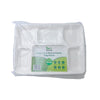 25pk Rectangle Eco-Friendly 6 Compartment  White Sugar Cane Tray / Plates
