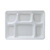 25pk Rectangle Eco-Friendly 6 Compartment  White Sugar Cane Tray / Plates
