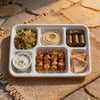 25pk Rectangle Eco-Friendly 6 Compartment  White Sugar Cane Tray / Plates