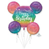 Happy Birthday Rainbow Sparkle Holographique Foil Balloons Bouquet