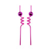 Pink Disco Ball Plastic Straw 2pk