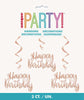 Happy Birthday Rose Gold Hanging Swirls 3pk