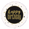 Happy Birthday Black Gold & White Round 45cm (18") Foil Balloon