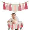Girl 's 1st Birthday Pink Tassel Banner High Chair Garland Decorations Cake Smash Backdrop