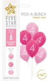 Number 4 Girl  30cm Pink 6pk Latex Balloons