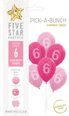 Number 6 Girl  30cm Pink 6pk Latex Balloons