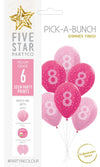 Number 8 Girl  30cm Pink 6pk Latex Balloons
