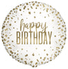 Happy Birthday Gold & White Round 45cm (18") Foil Balloon