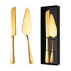 2pcs Gold Stainless Steel Wedding Cake Knife and Server Set