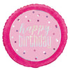 Happy Birthday Pink Girl's Birthday Round 45cm (18") Foil Balloon