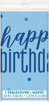 Happy Birthay Blue Plasitc Rectangle Tablecover