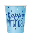 Happy Birthay Blue Paper Cups 270ml 8pk