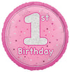 Glitz Pink 1st Birthday 45cm (18") Foil Balloon
