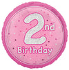 Glitz Pink 2nd Birthday 45cm (18") Foil Balloon