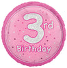 Glitz Pink 3rd Birthday 45cm (18") Foil Balloon