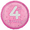 Glitz Pink 4th Birthday 45cm (18") Foil Balloon