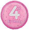 Glitz Pink 4th Birthday 45cm (18") Foil Balloon
