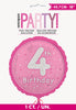 Glitz Pink 4th Birthday 45cm (18") Foil Balloon