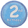 Boy's 2nd Birthday Glitz Blue 45cm (18") Foil Balloon
