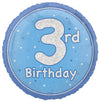 Boy's 3rd Birthday Glitz Blue 45cm (18") Foil Balloon