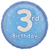 Boy's 3rd Birthday Glitz Blue 45cm (18") Foil Balloon