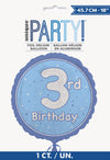 Boy's 3rd Birthday Glitz Blue 45cm (18") Foil Balloon