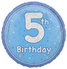 Boy's 5th Birthday Glitz Blue 45cm (18") Foil Balloon