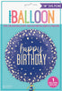 Happy Birthday Navy Blue & Gold  Round 45cm  Foil Balloon