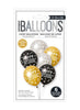Happy Birthday Gold,Black & Silver Assorted 30cm Latex Balloons 6pk