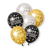 Happy Birthday Gold,Black & Silver Assorted 30cm Latex Balloons 6pk