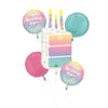 Happy Birthday Pearl Iridescent Foil Balloons Bouquet