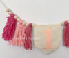 Girl 's 1st Birthday Pink Tassel Banner High Chair Garland Decorations Cake Smash Backdrop