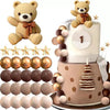 26pcs Bear with Brown, Gold Balls Cake Toppers Cake Decorations