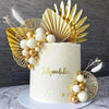 Set Gold White Balls Gold Leaves Cake Toppers Cake Decorations