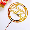 Happy Birthday Round Luxe Gold Acrylic Cake Topper