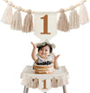 1st Birthday Brown Tassel Banner High Chair Garland Decorations Cake Smash Backdrop