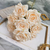 9 Rose Head Cream Peach Artificial Flowers Bouquet