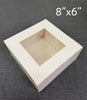 8'' x 6'' Inch White Clear Window Cake Box